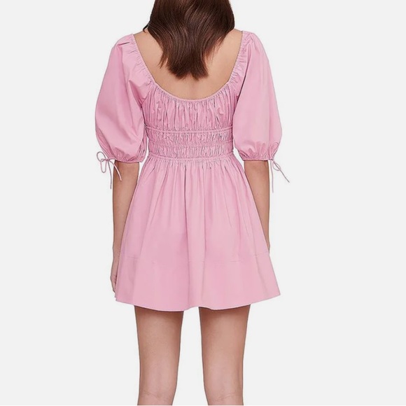 STAUD Faye Womens Puff Sleeve Smocked Mini Dress - Picture 4 of 4